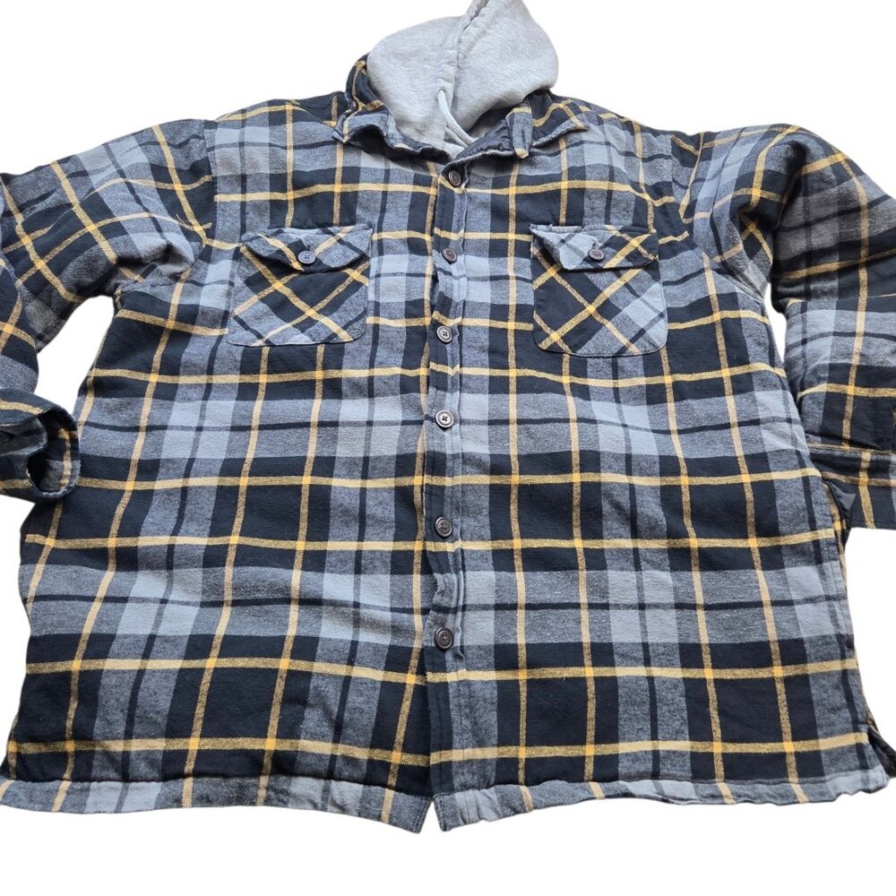 RedHead Flannel Jacket Mens 2XL Gray Lined Outdoors Button Up Hooded
